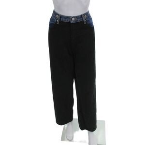 Edition Unisex Cropped High Rise Solid Black Cotton Pants 30 Inseam Size M